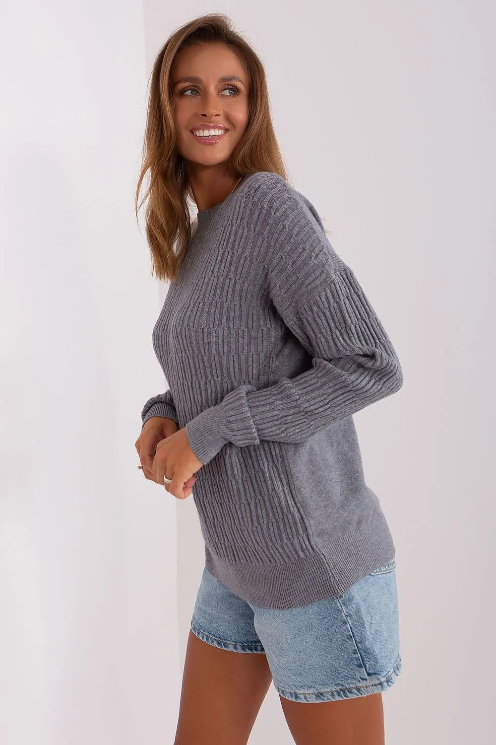 A.T. Round Neck European Textured Sweater