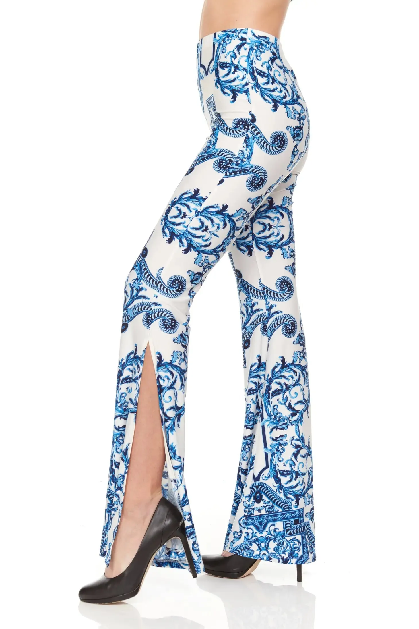 Blue & White Flare Bell Bottom Pants