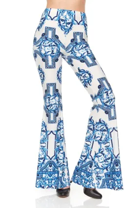 Blue & White Flare Bell Bottom Pants