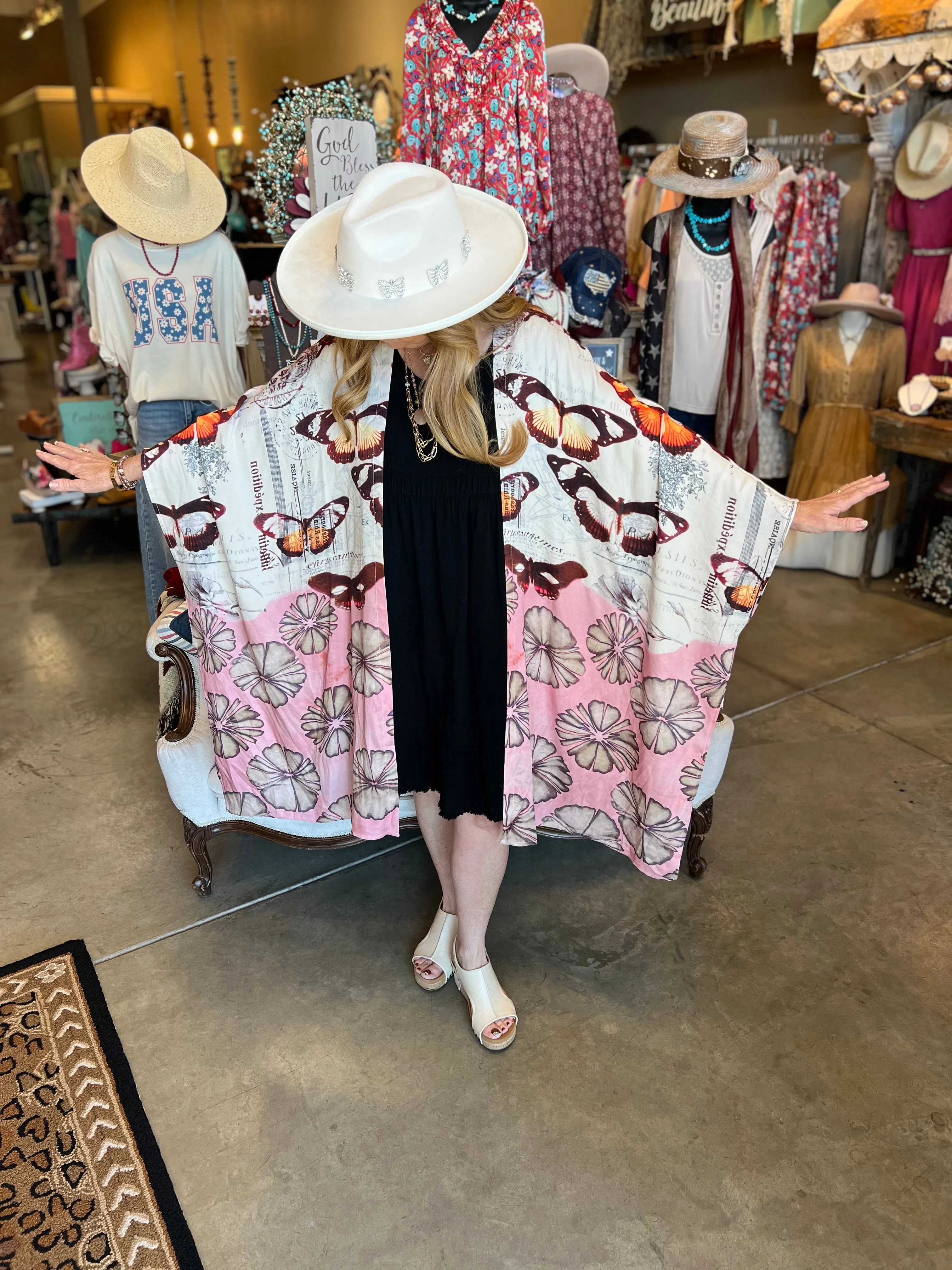 Boho Daisy Butterfly Kimono