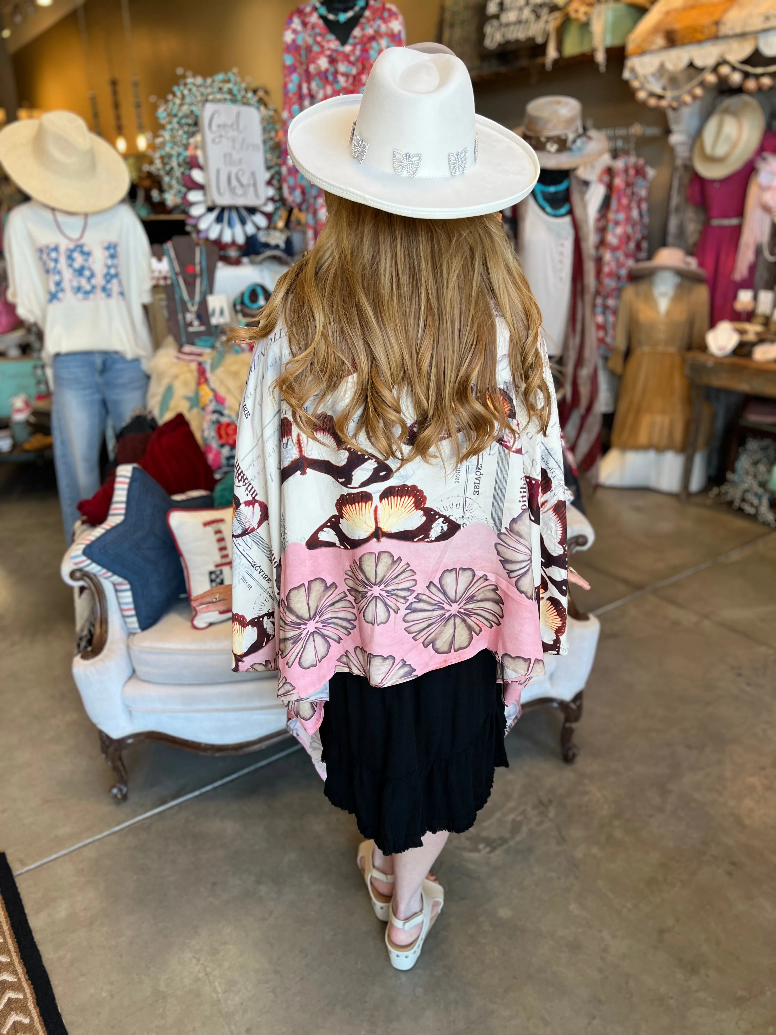 Boho Daisy Butterfly Kimono