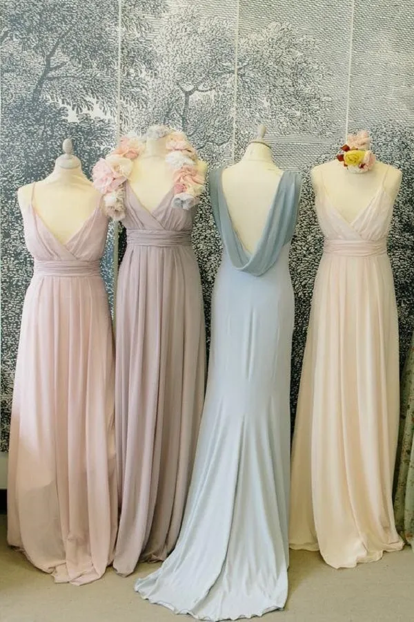 Boho Long Mismatched Casual Beach Bridesmaid Dresses