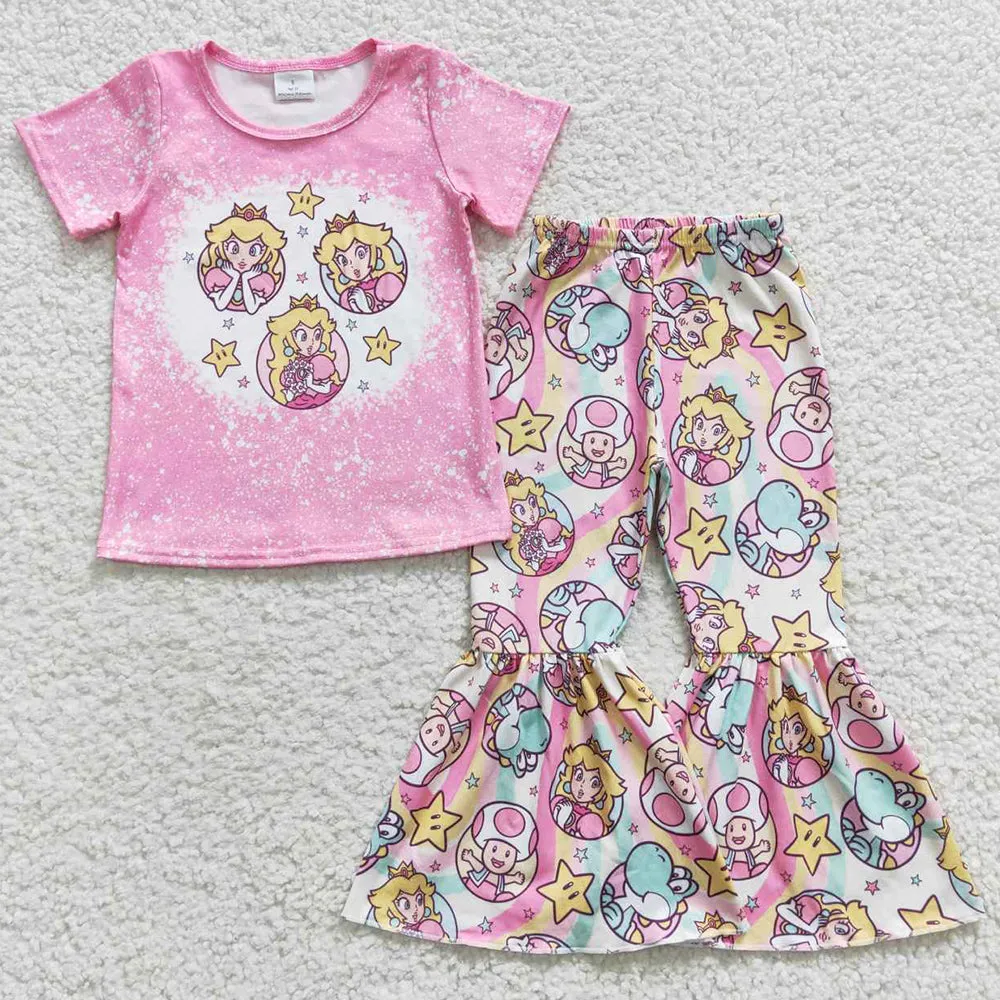 Boutique Baby Girls Clothes Pink Bell Bottom Pants Sets GSPO0651