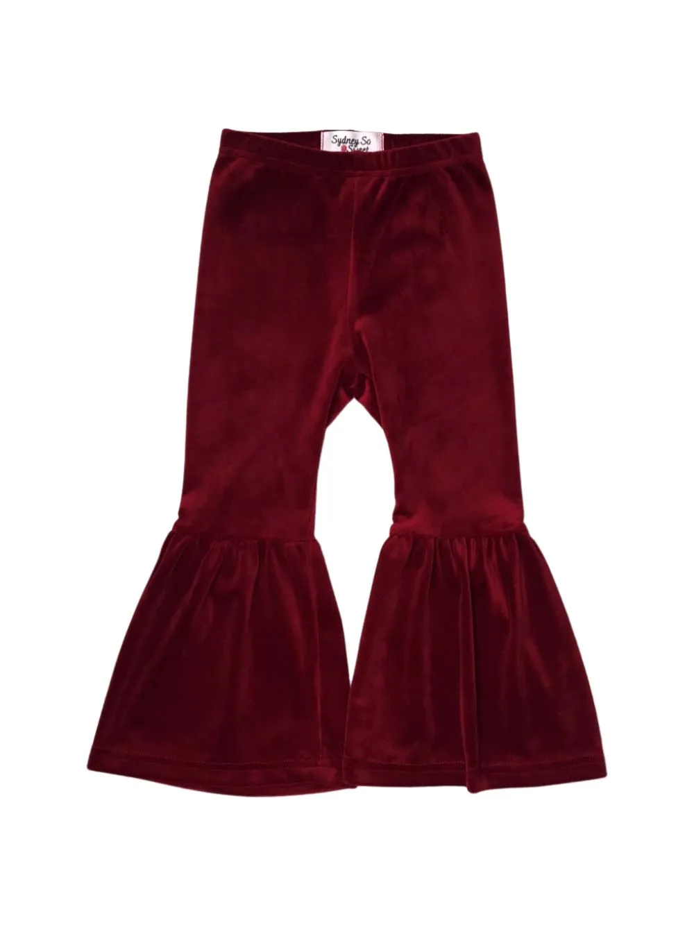 Burgundy Girls Velvet Bell Bottoms