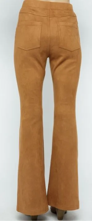 CAMEL SUEDE BELL BOTTOM PANTS