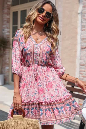 Chase The Sunset Boho V-Neck A-Line Dress