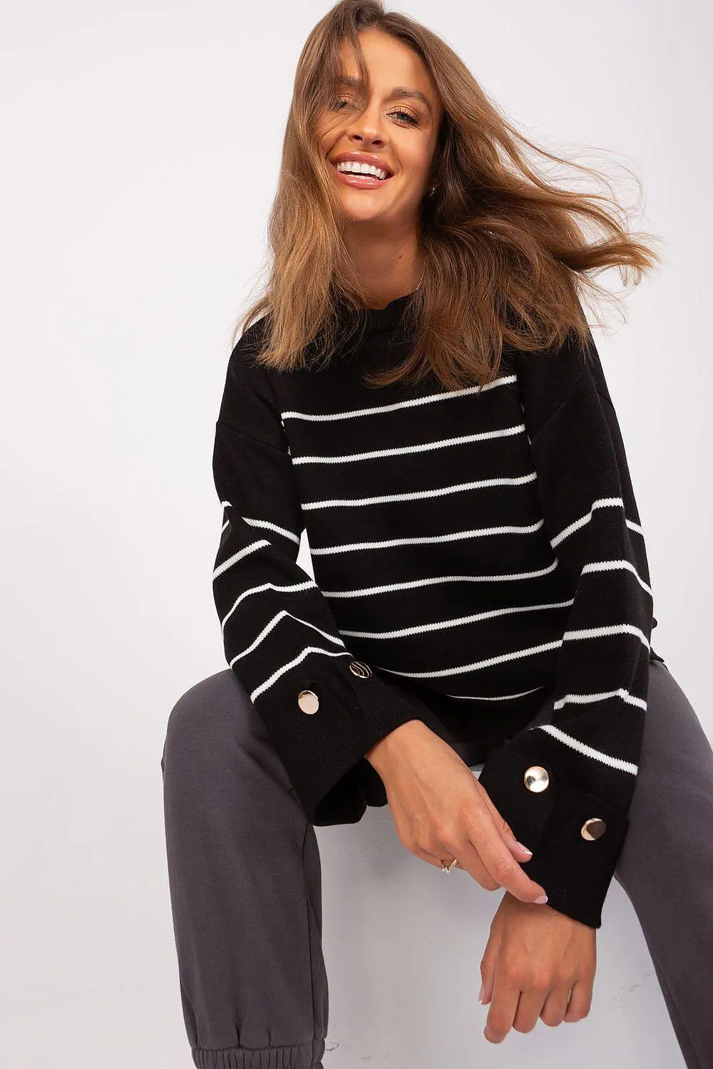 Chic Striped Button-Up Sweater for Effortless Elegance