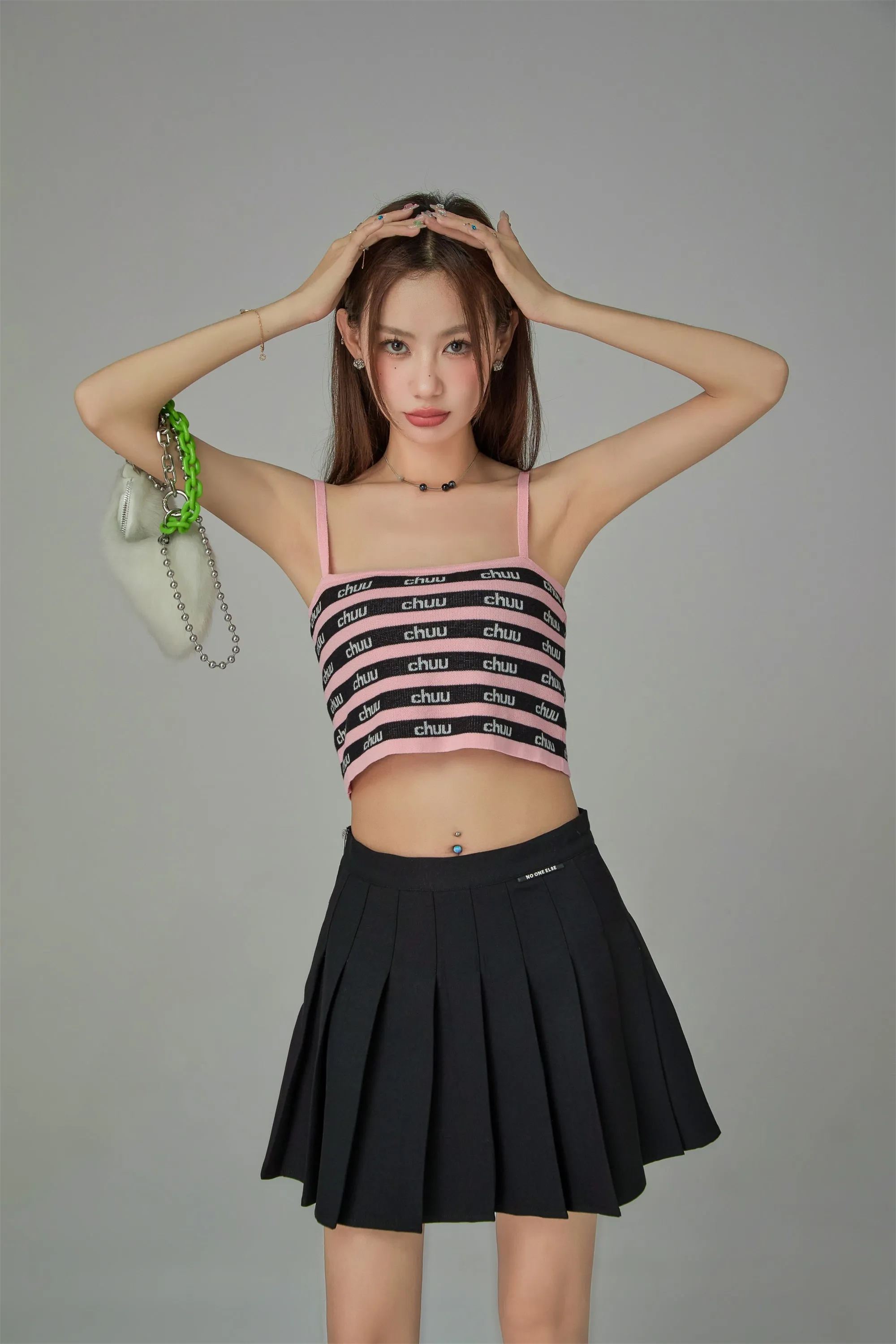 Chuu Logo Stripes Crop Cami Top