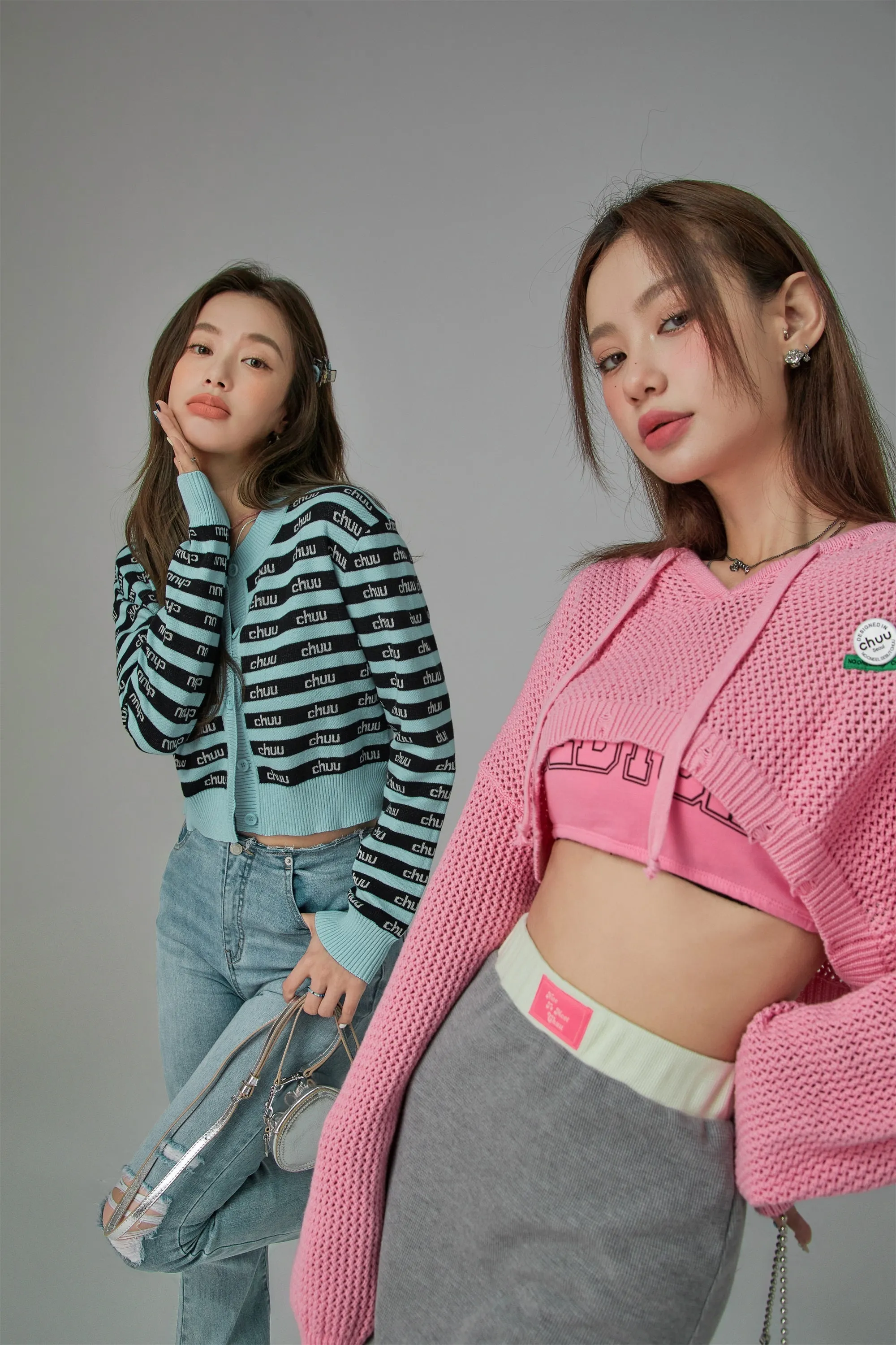 Chuu Logo Stripes Crop Cami Top