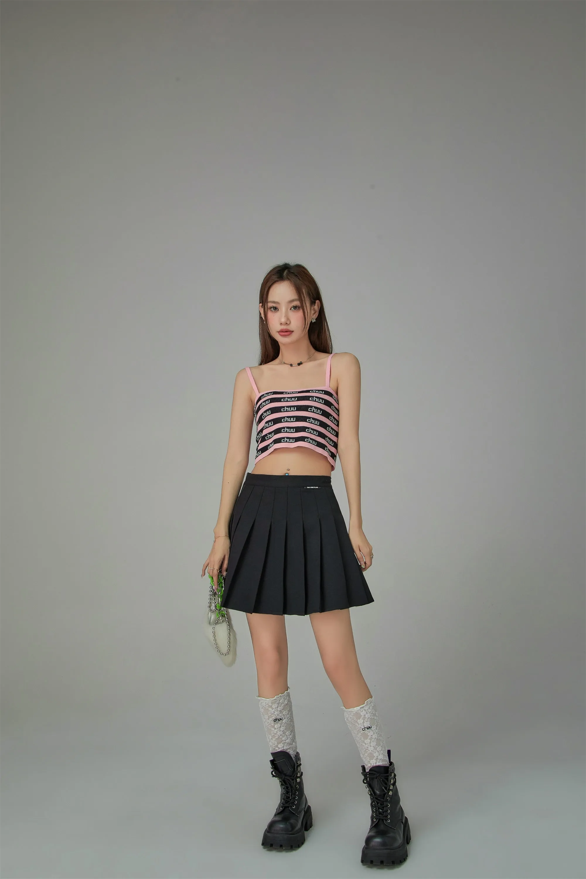 Chuu Logo Stripes Crop Cami Top