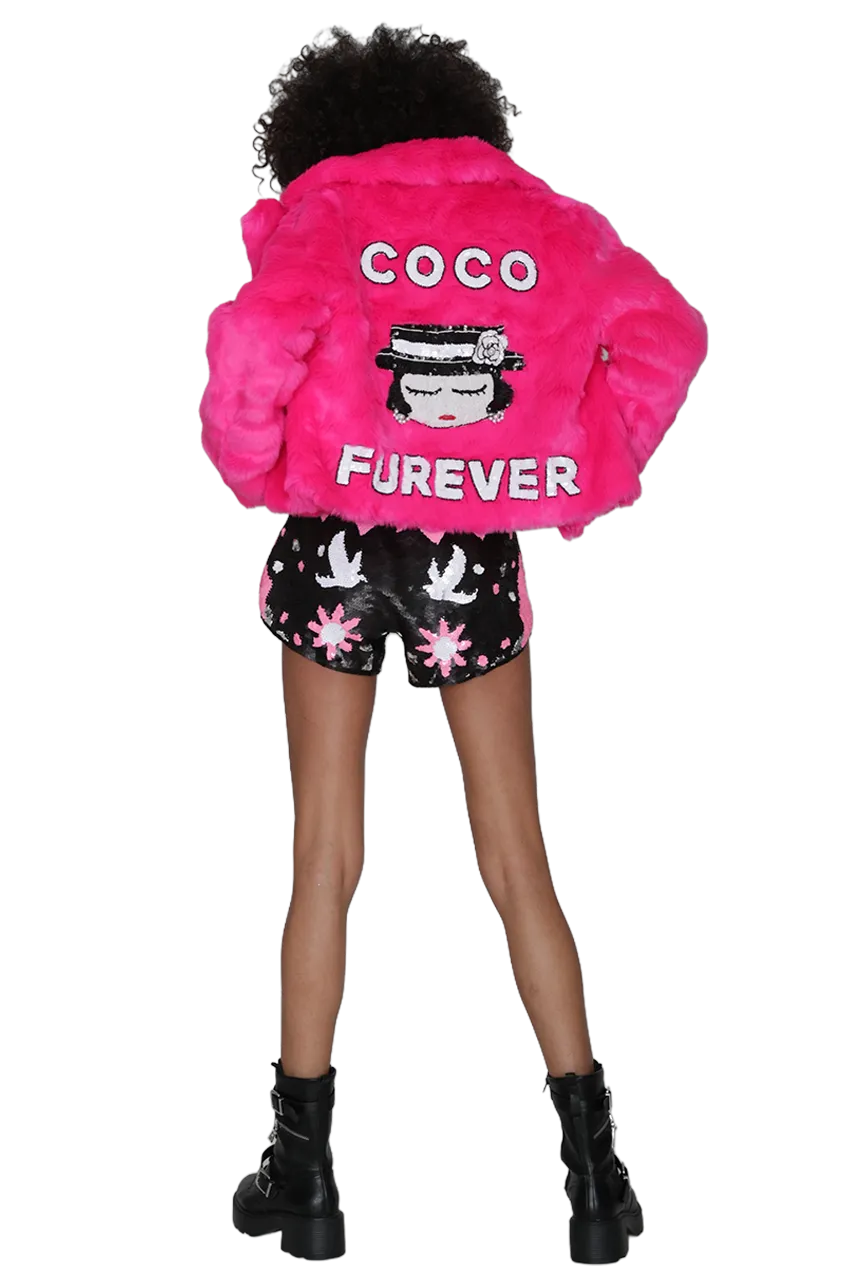 Coco Furever Faux Fur Biker Jacket