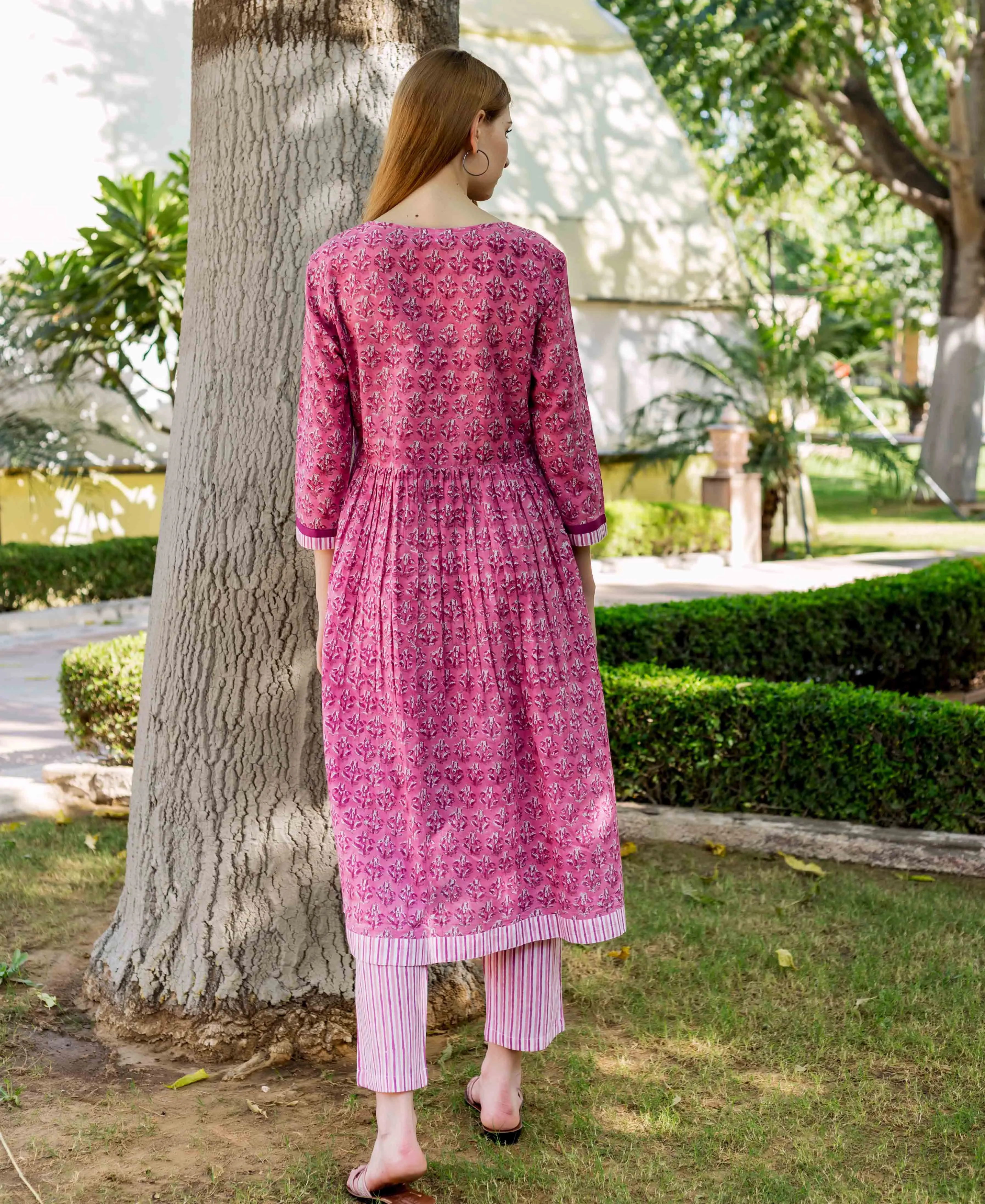 Cordelia Pink A-Line Cotton Kurta