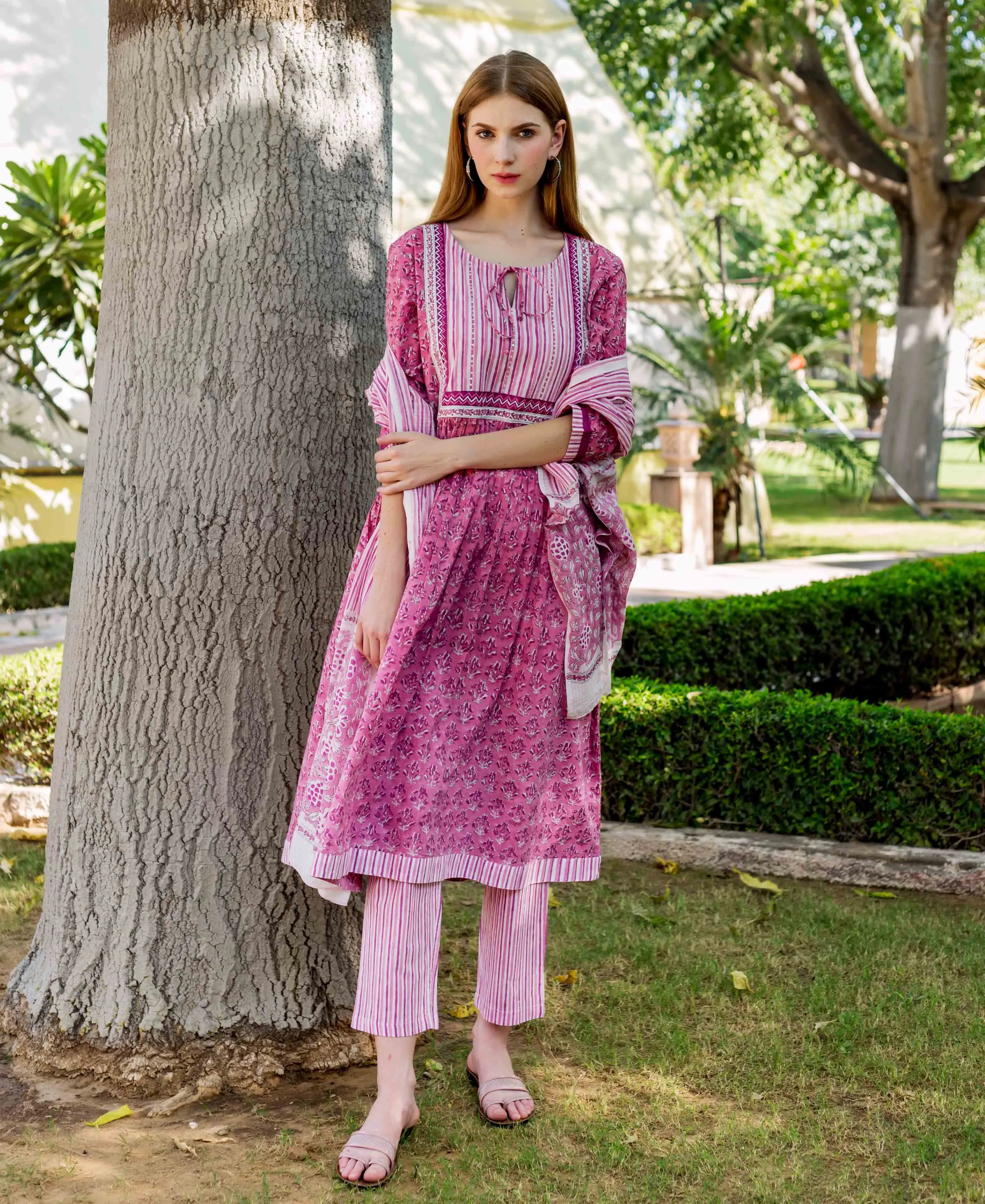 Cordelia Pink A-Line Cotton Kurta