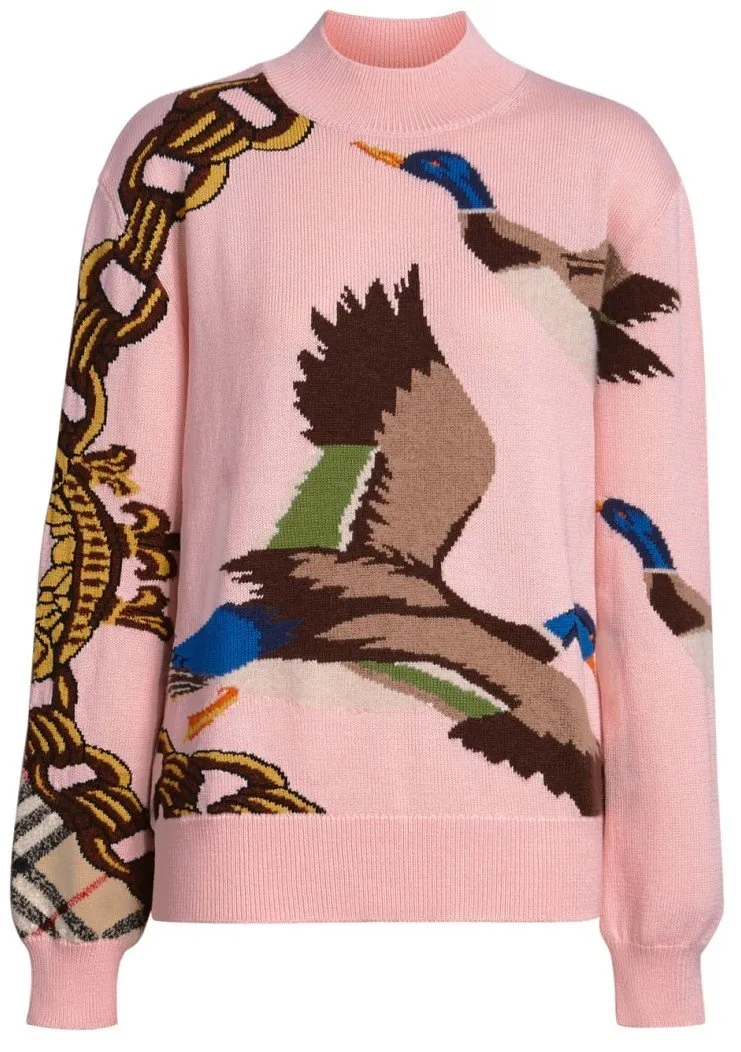 'Deckers' Intarsia Duck Cotton Blend Sweater