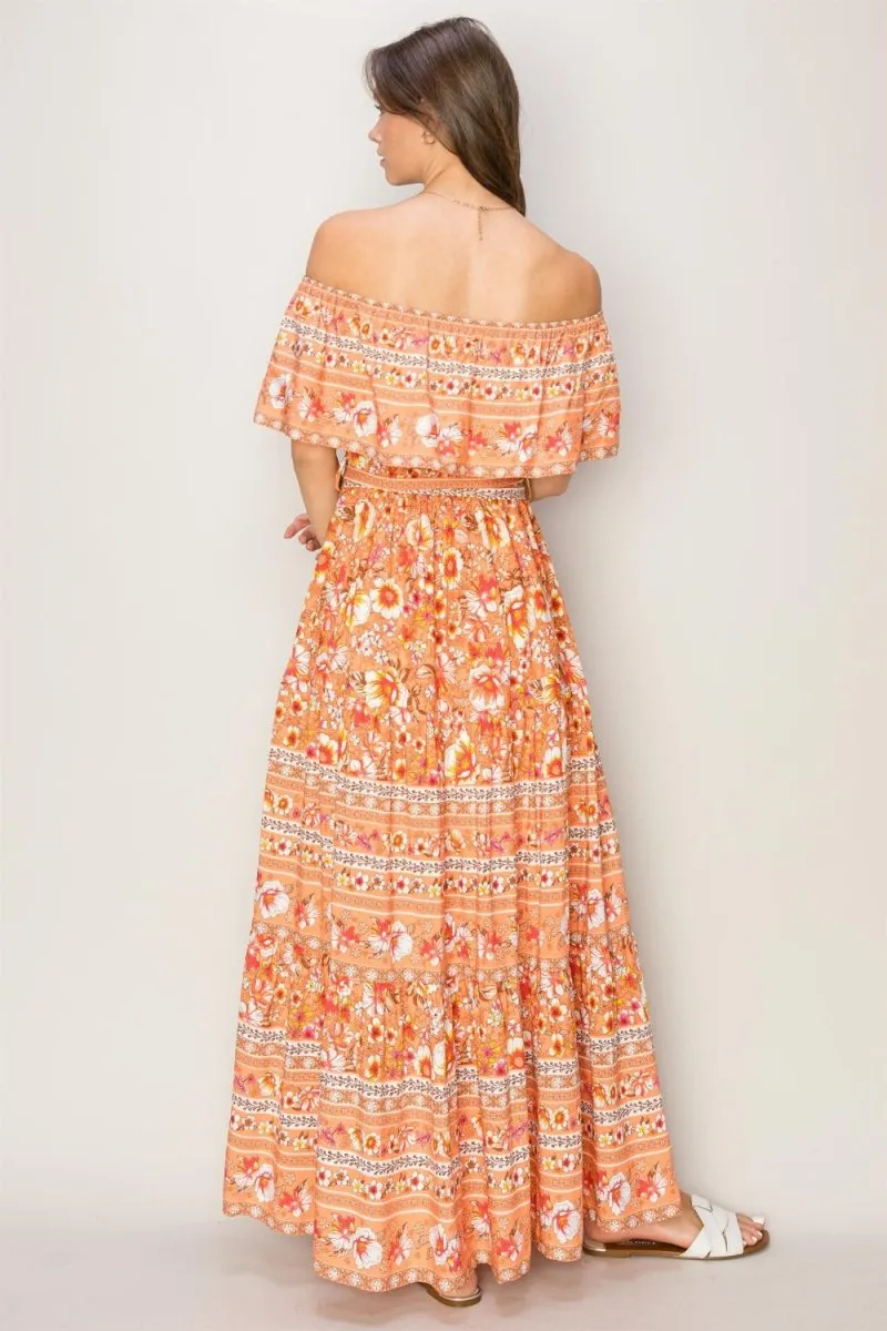 Elegant and Chic: The Off-Shoulder Floral Maxi Dress