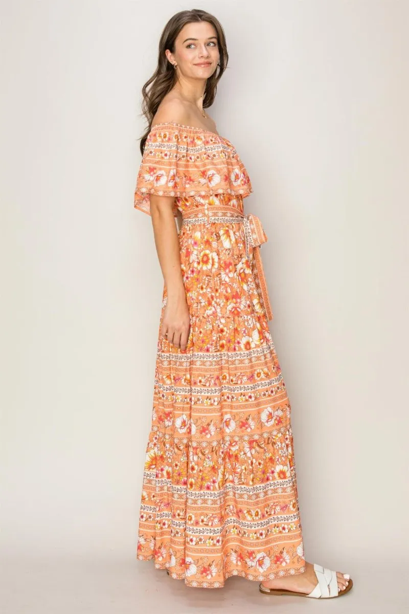 Elegant and Chic: The Off-Shoulder Floral Maxi Dress