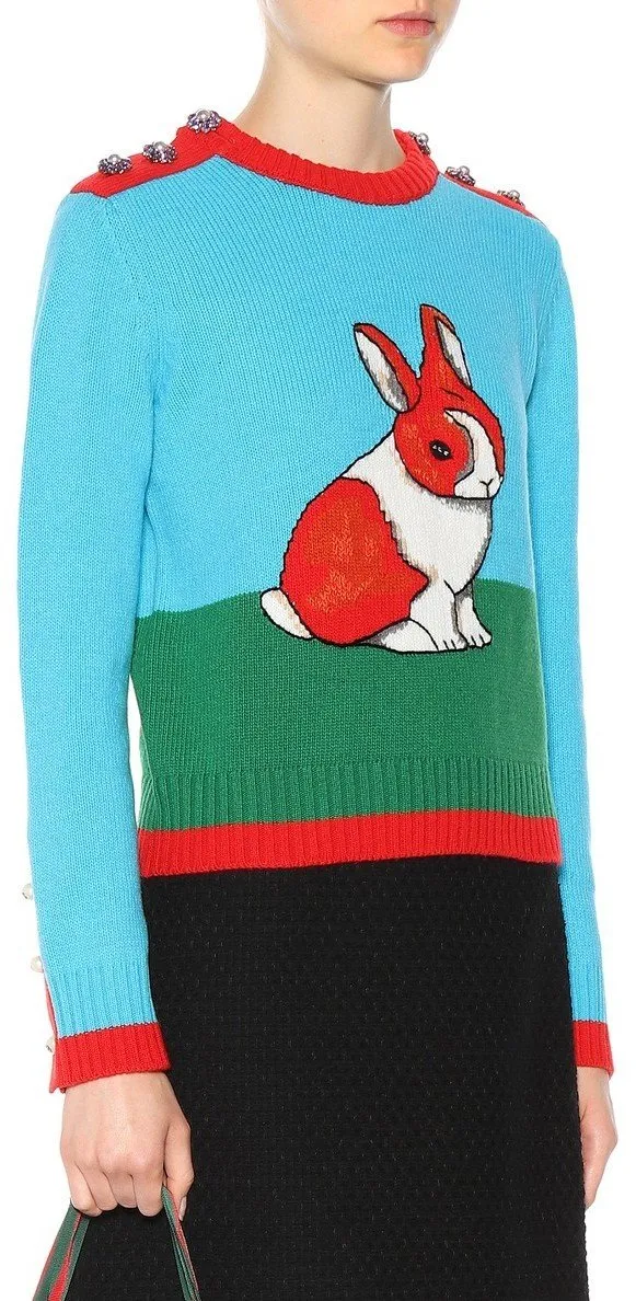 Embellished Intarsia Rabbit Sweater