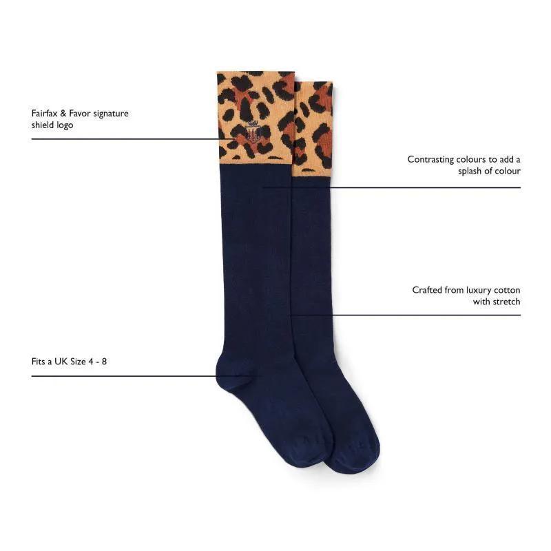 Fairfax & Favor Ladies Boot Socks (UK 4 - 8) - Leopard