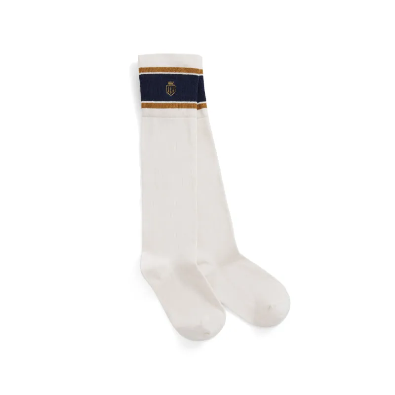 Fairfax & Favor Ladies Boot Socks (UK 4 - 8) - White/Navy/Gold