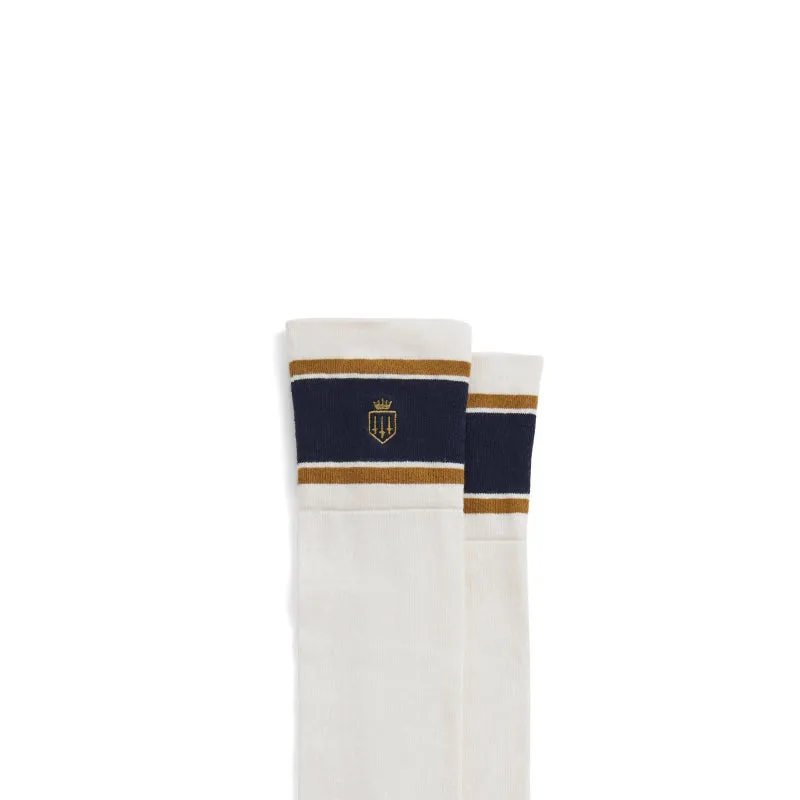 Fairfax & Favor Ladies Boot Socks (UK 4 - 8) - White/Navy/Gold