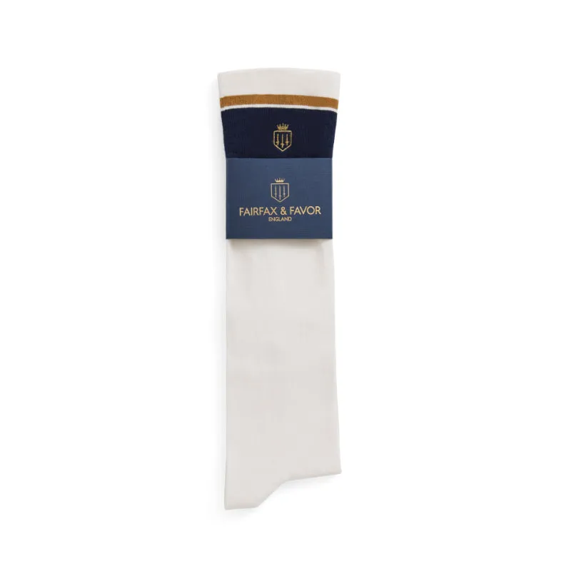 Fairfax & Favor Ladies Boot Socks (UK 4 - 8) - White/Navy/Gold