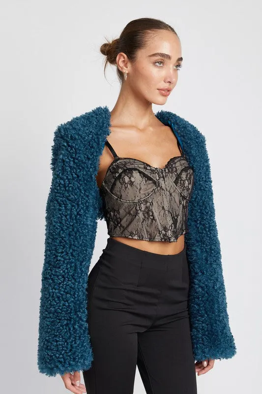 FAUX FUR BOLERO TOP