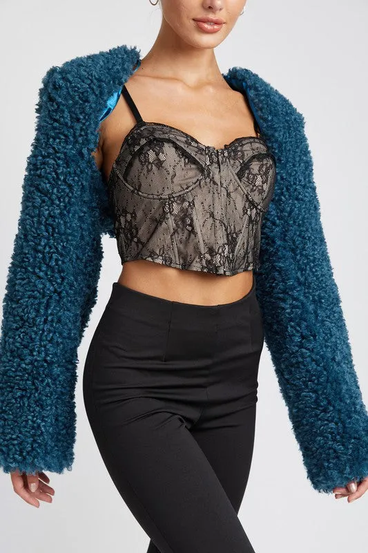 FAUX FUR BOLERO TOP