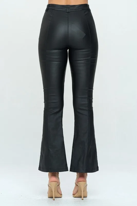 Faux Leather Bell Bottom Pants