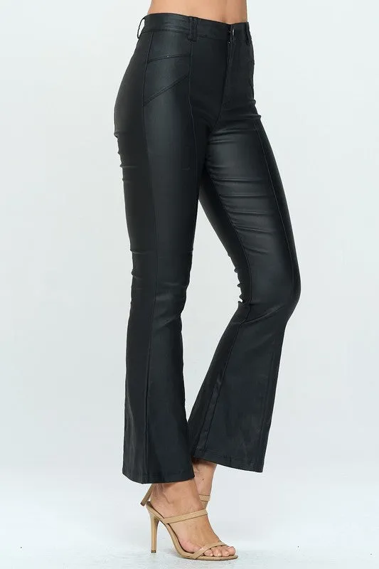 Faux Leather Bell Bottom Pants