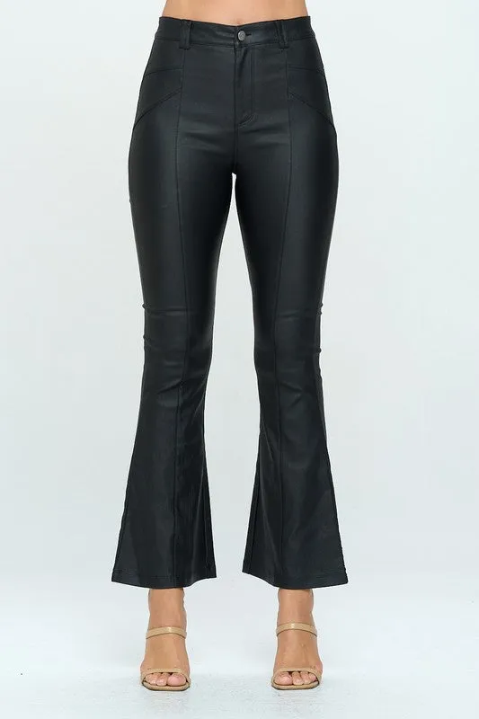 Faux Leather Bell Bottom Pants