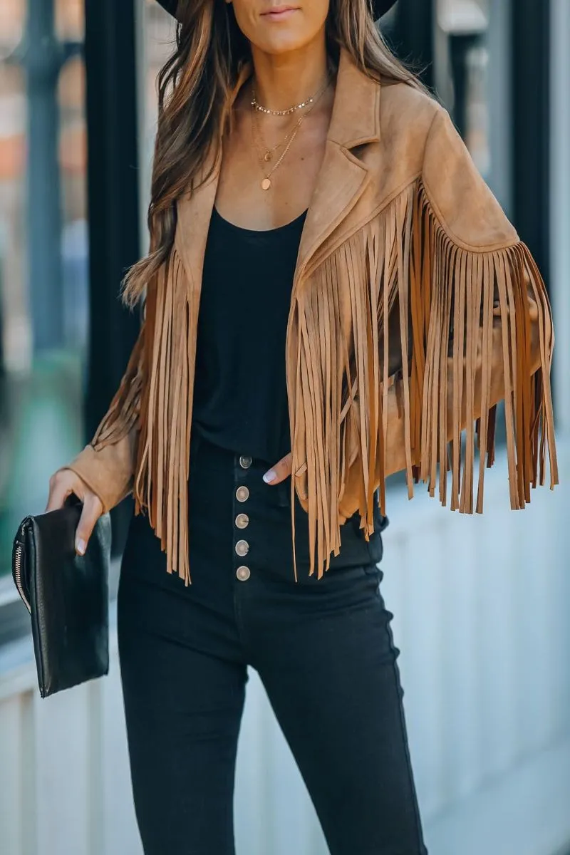 Faux Suede Fringed Jacket