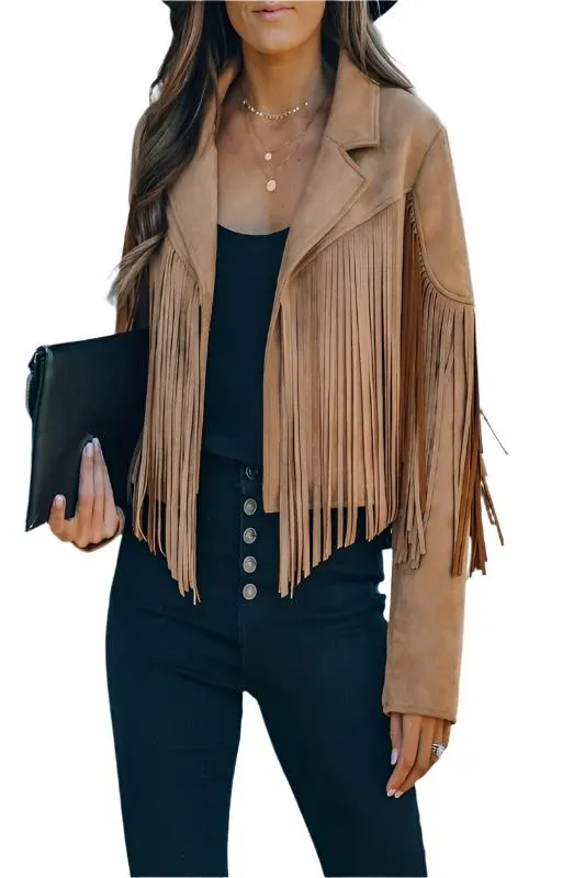 Faux Suede Fringed Jacket