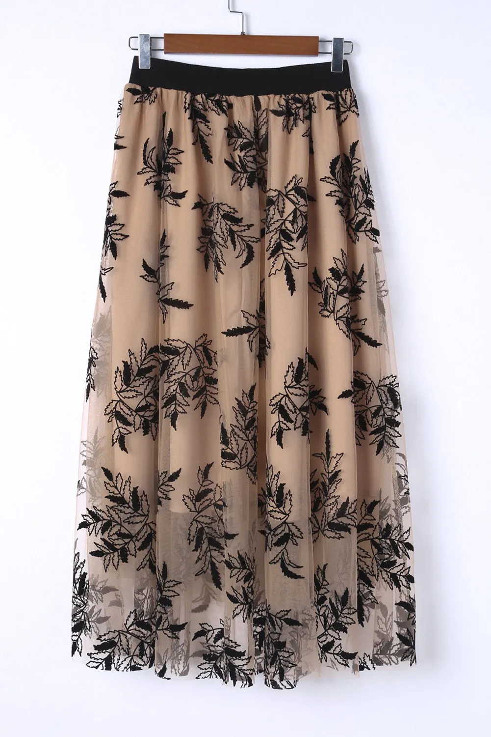 Floral Leaves High Waist Maxi Skirt