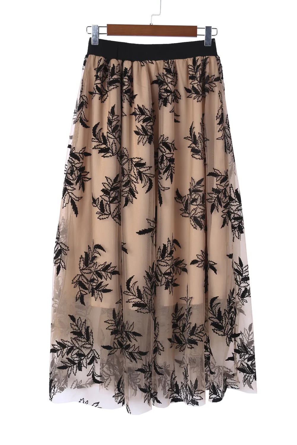 Floral Leaves High Waist Maxi Skirt