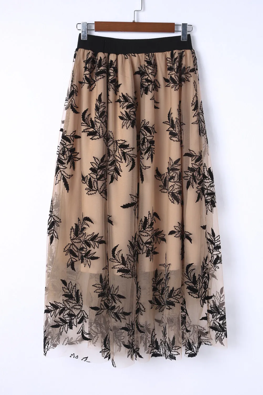 Floral Leaves High Waist Maxi Skirt