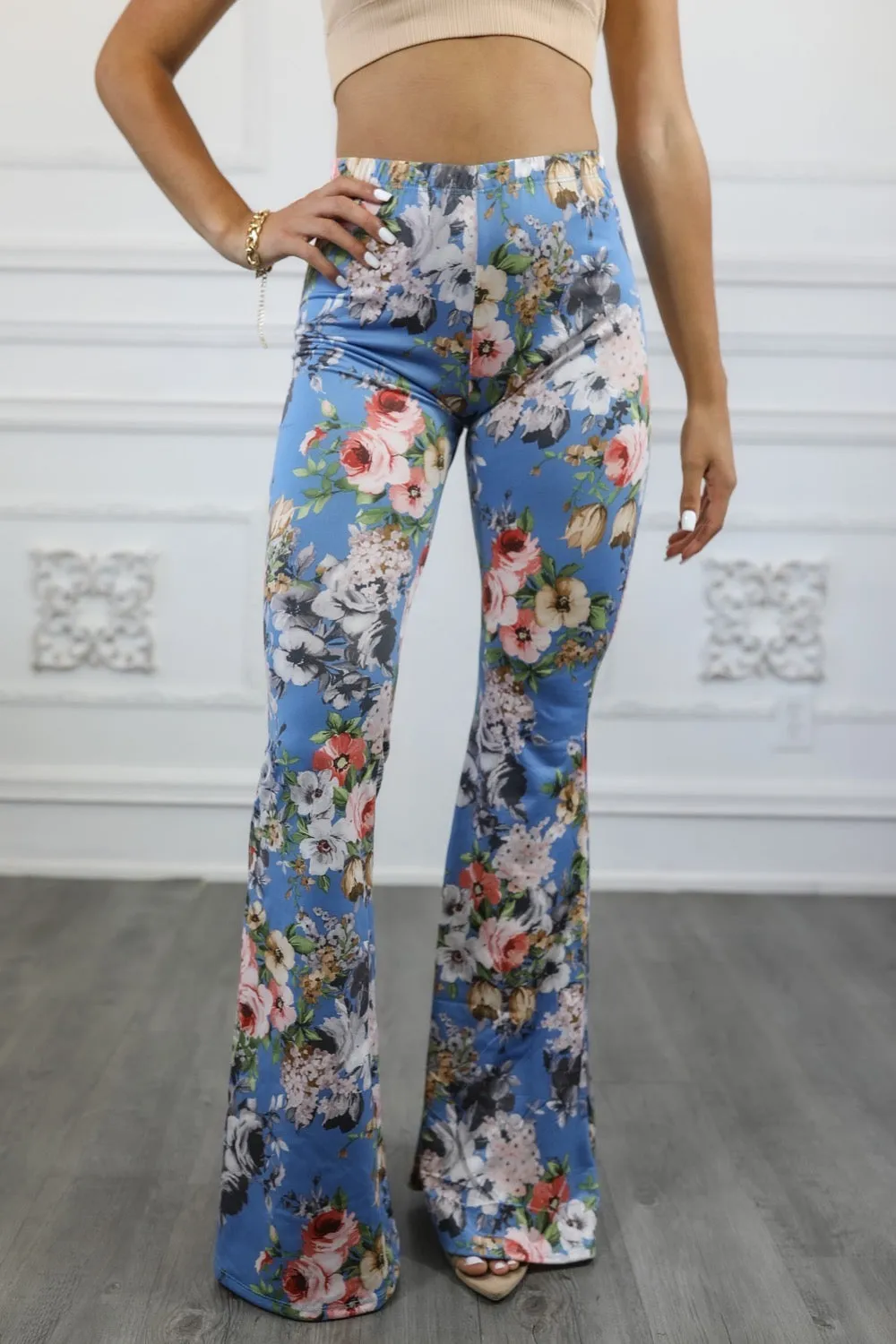 Floral Print Bell Bottom Pants