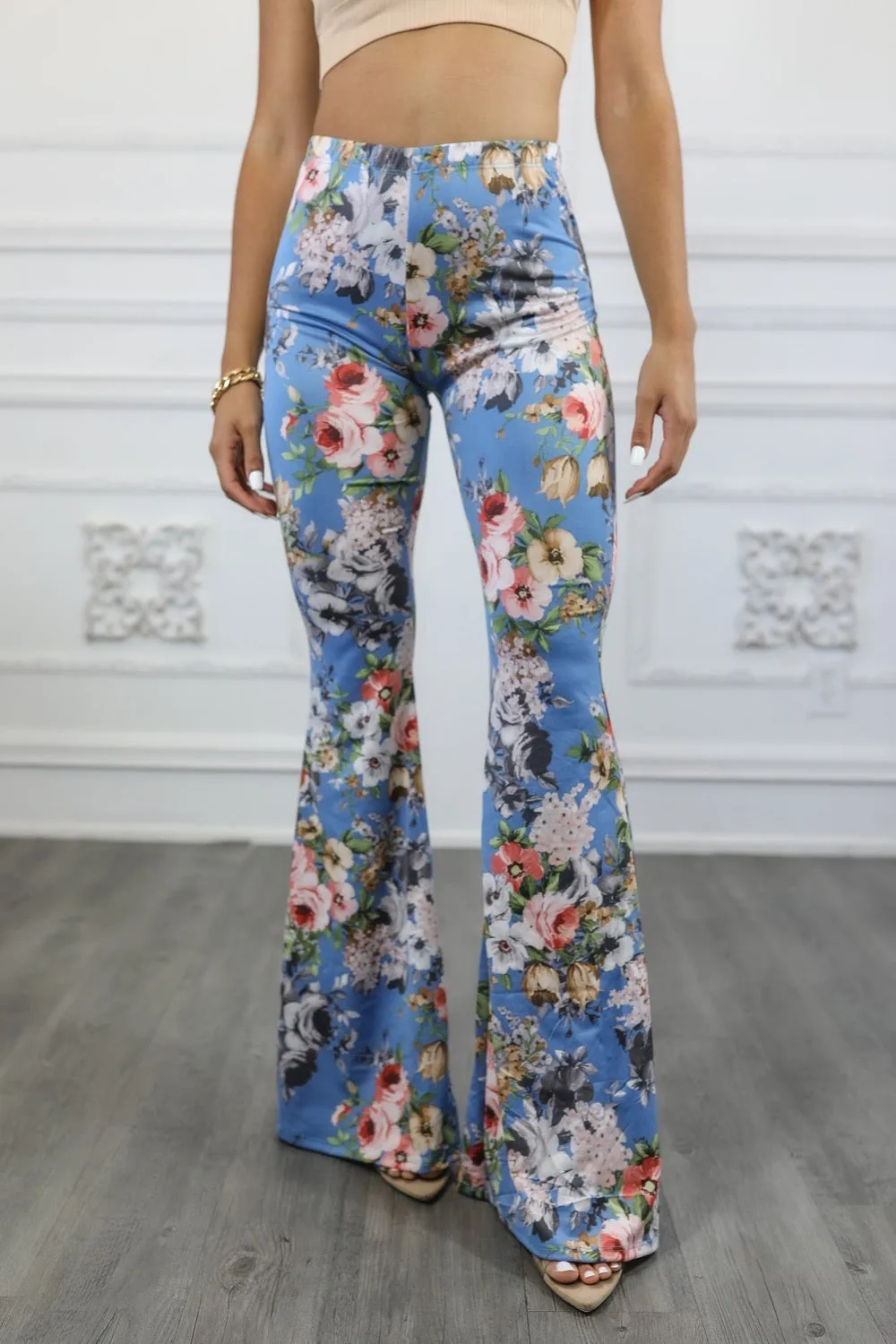 Floral Print Bell Bottom Pants