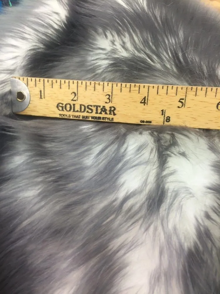 Gray/ off white cotton candy design shaggy faux fur 2 tone super soft faux fur  - sold by yard