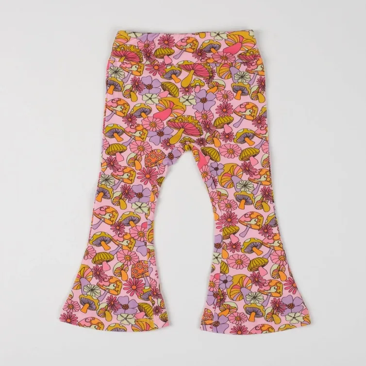 Groovy Mushroom Jersey Bell Bottoms