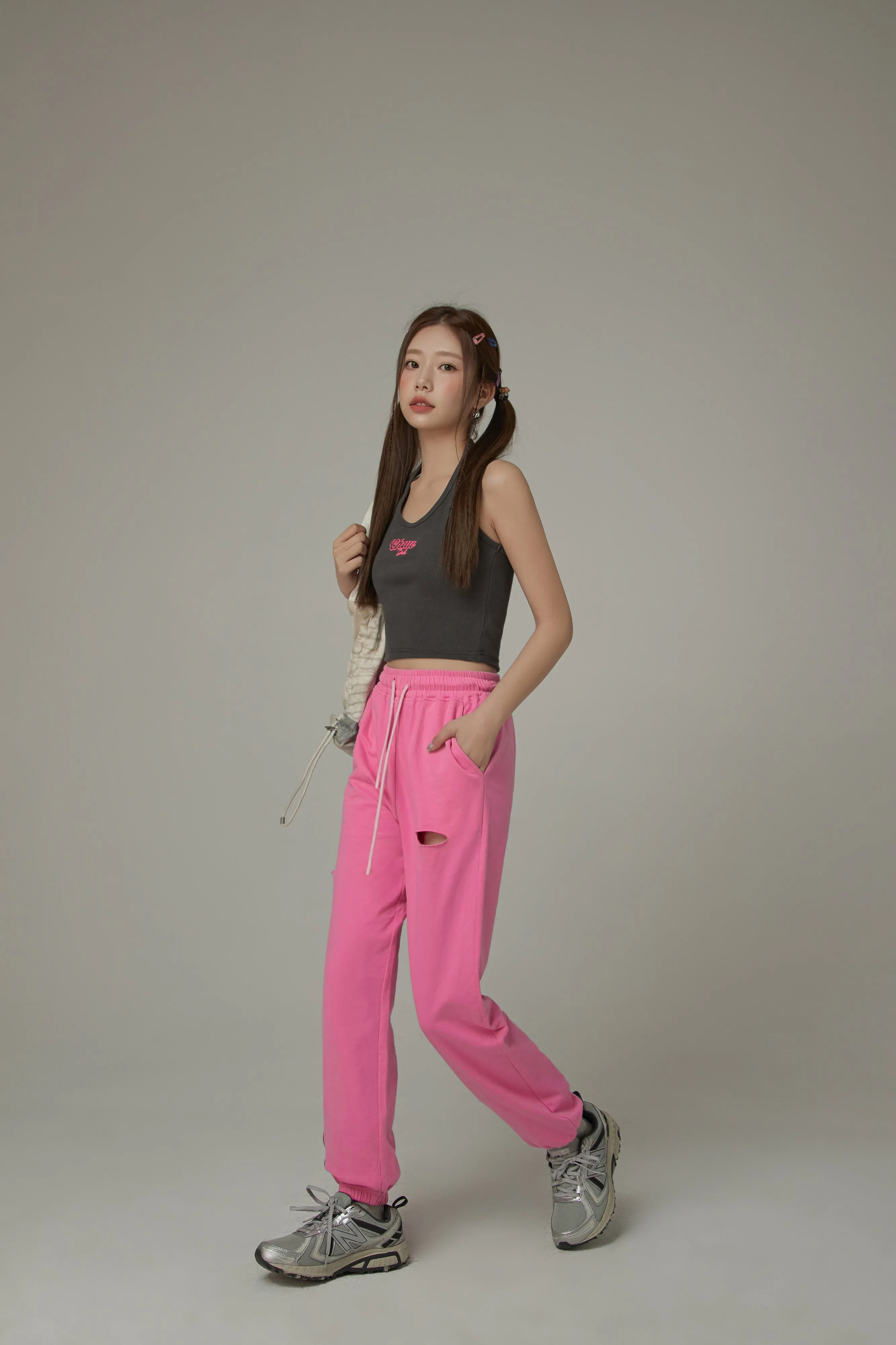 Halter Sleeveless Chuu Logo Crop Top