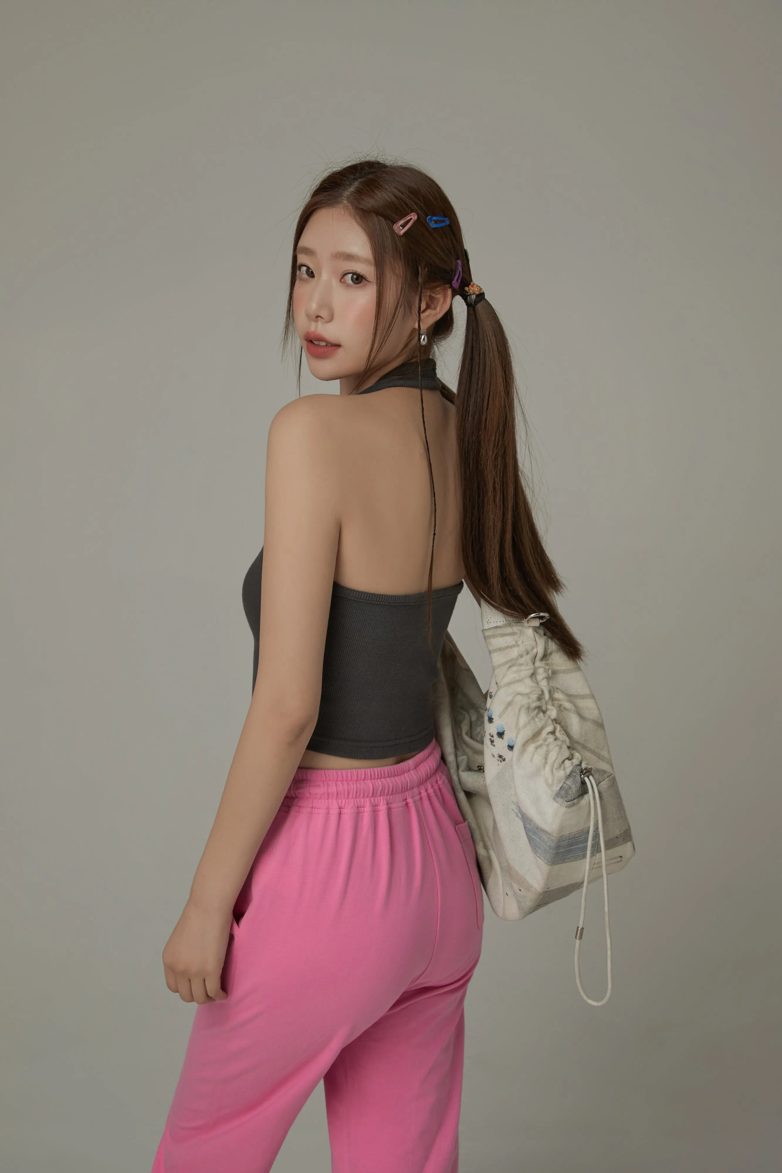 Halter Sleeveless Chuu Logo Crop Top