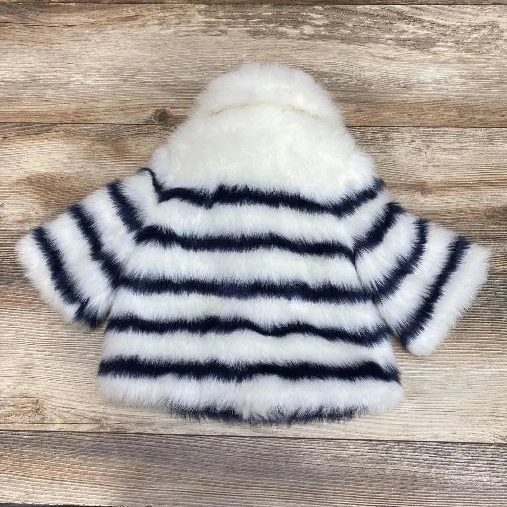 Janie & Jack Juno Valentine Striped Faux Fur Jacket sz 6-12m