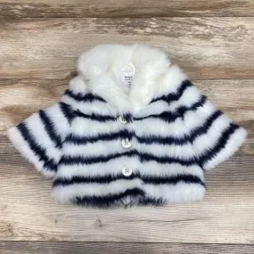 Janie & Jack Juno Valentine Striped Faux Fur Jacket sz 6-12m