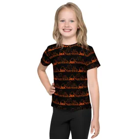 Jax Nutrition Logo everywhere Kids crew neck black t-shirt