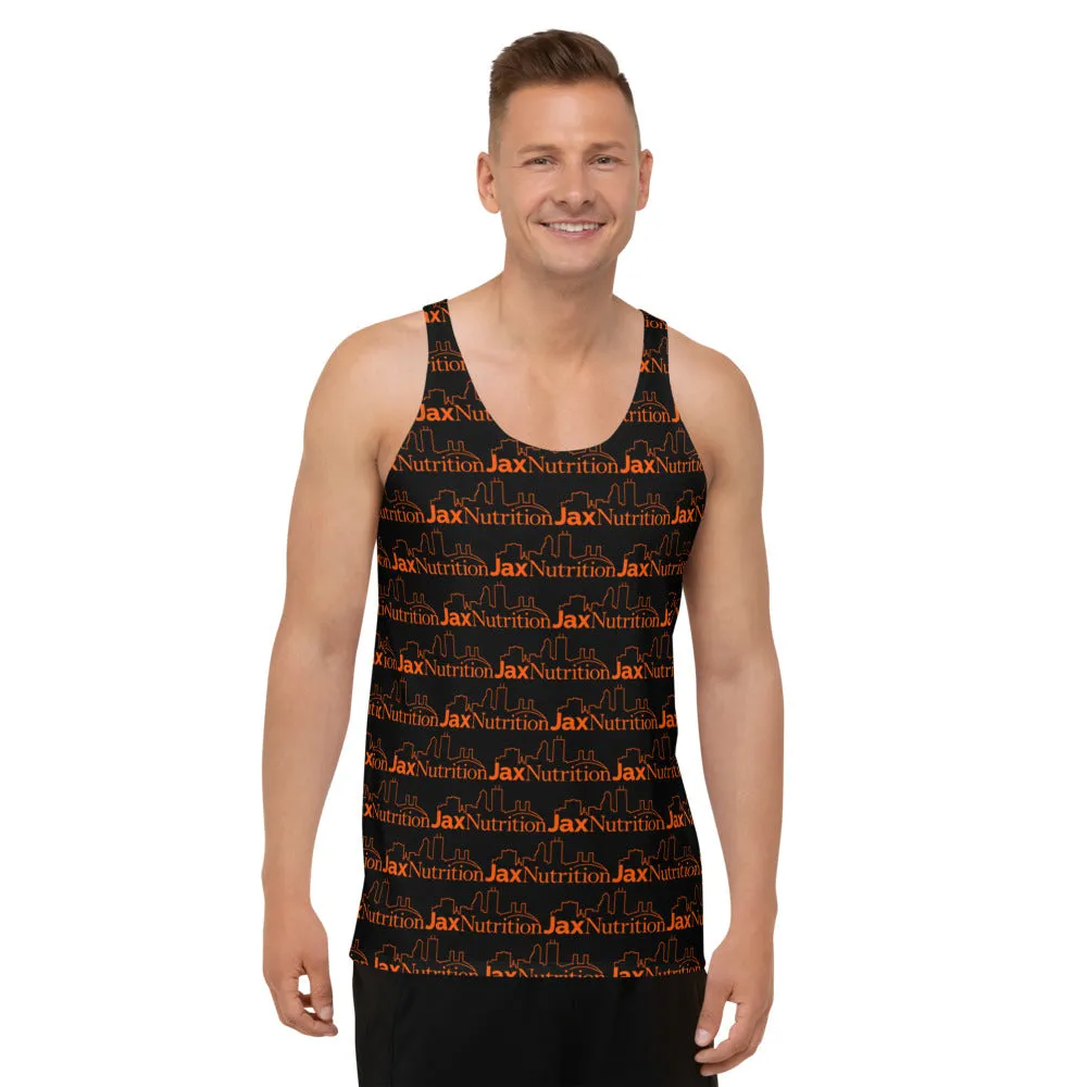 Jax Nutrition Orange Logo Everywhere Unisex Black Tank Top