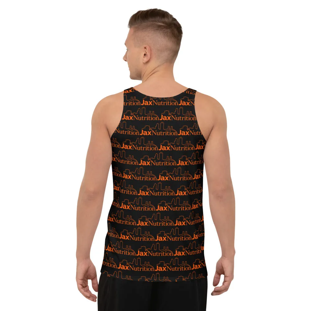 Jax Nutrition Orange Logo Everywhere Unisex Black Tank Top