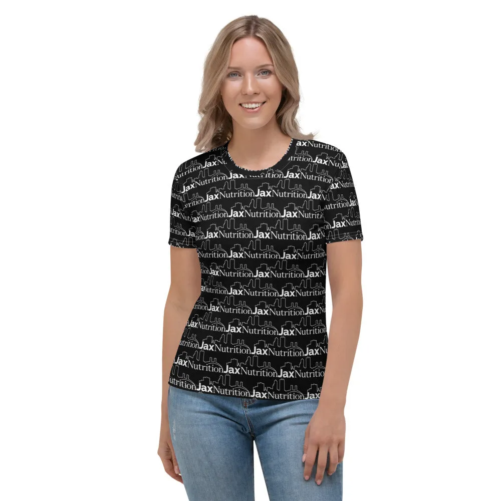 Jax Nutrition White Logo Everywhere Women's Black T-shirt