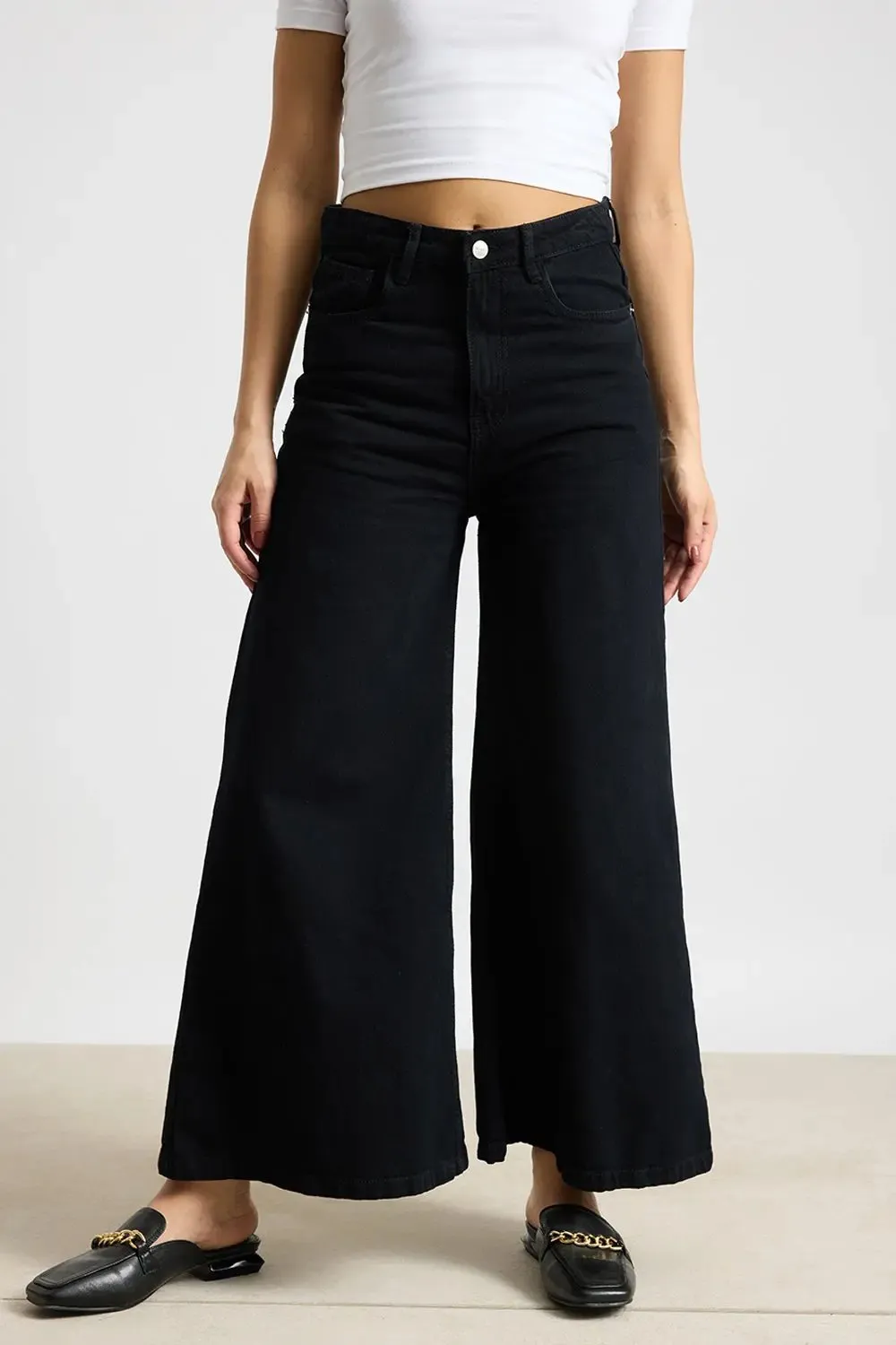 Jet Black Flare Jeans