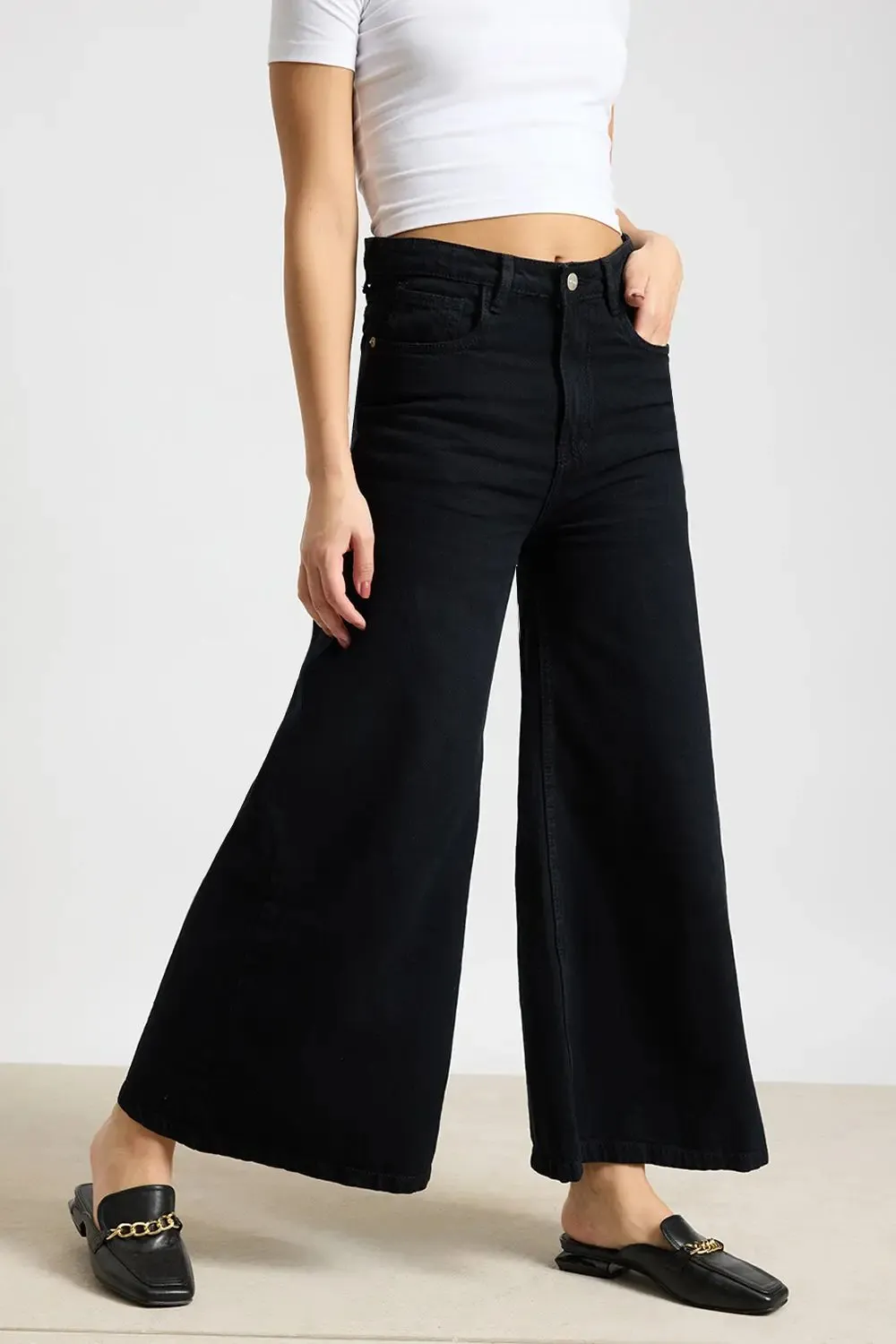 Jet Black Flare Jeans