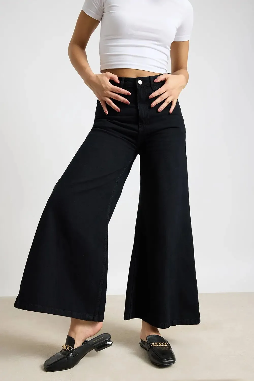 Jet Black Flare Jeans